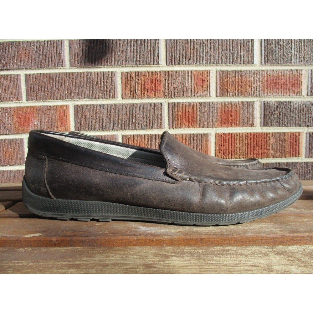 Ecco Loafers Mens 11 Brown Leather Moccasin Slip On Driving Shoes Casual EU 45